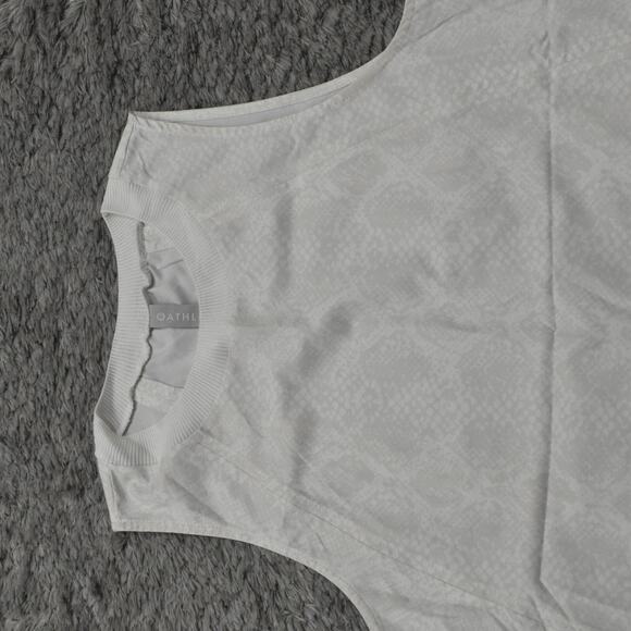 Athleta Women's Size XS Blouse Top Sleeveless Beige Animal Print Polyester Round - Picture 6 of 8